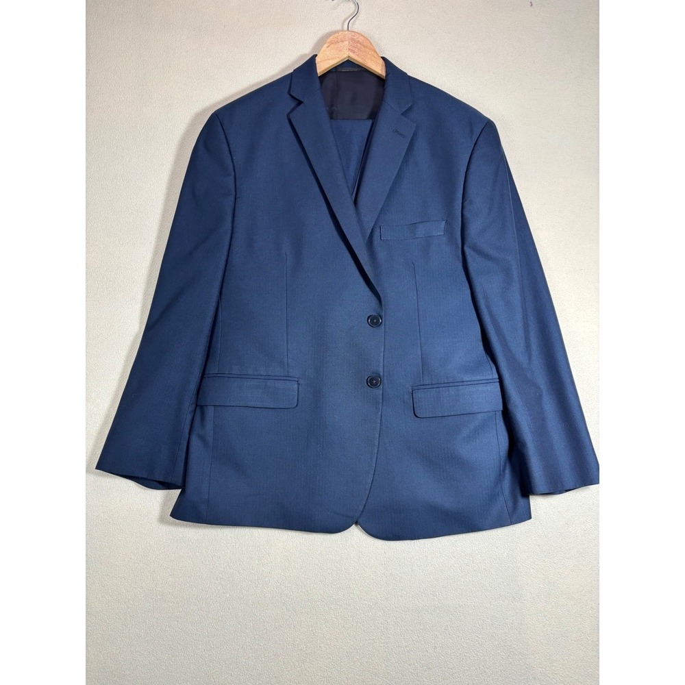 Calvin Klein Mens Sz 44 Slim Fit 3 Piece Suit Blue Blazer Vest Pants 35x31 EUC - Picture 2 of 13